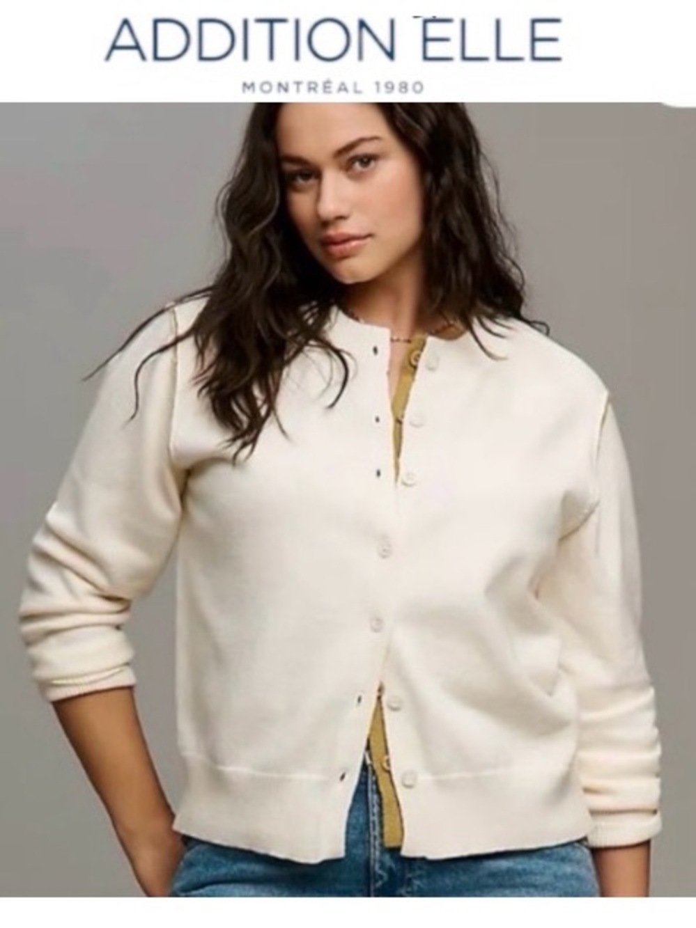 3X Addition-Elle Soft Airy Button-Front Cardigan in Winter White, New With Tags